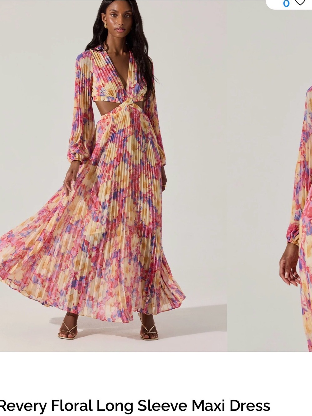 Astr the brand Pleated Floral Cutout Maxi Dress in Pink, Yellow & Purple